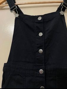 H&amp;M Dungaree Black Pinafore Dress
