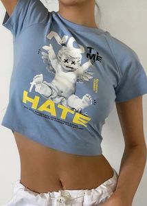 Baby Blue Cherub Graphic Crop Top