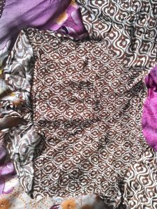 Brown Geometric Print Smocked Top