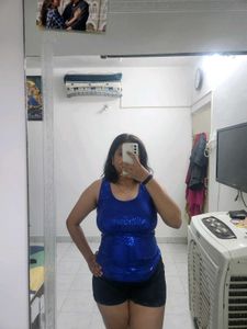 Sparkling Royal Blue Sequin Tank Top