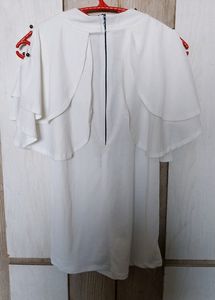 Women Off White Full Neck Top