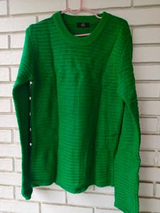 Imported Vibrant Green Textured Knit Sweater