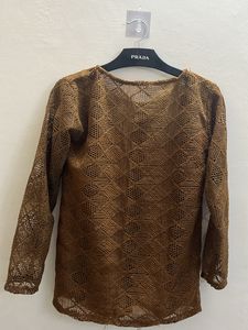 Women Brown Net Top