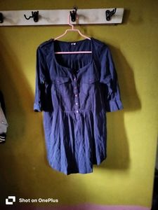 Blue Button-Down Top
