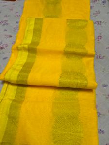 Vibrant Yellow Cotton Saree