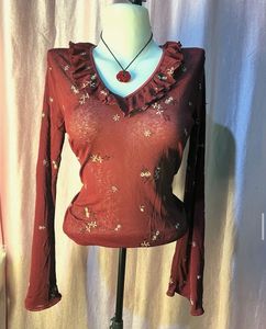 y2k Sheer Floral Long Sleeve Top