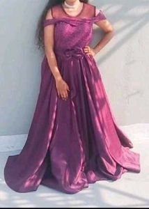Beautiful Purple Off-Shoulder Gown