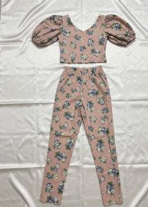 Floral Puff Sleeve Top &amp; Pants Set