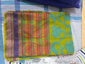Vibrant Leaf Print Saree