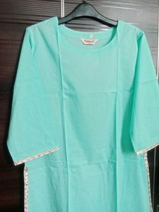 Fabnest womens cotton Light teal straight kurta and pant set