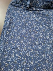 Flowy Blue Floral Printed Midi Skirt