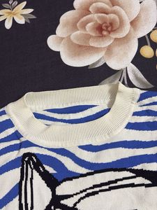 Unique Fish Print Striped Sweater