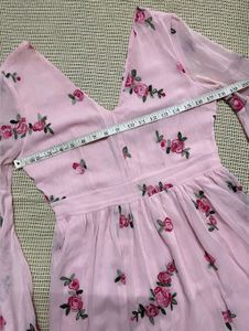 Pink Floral Embroidered Dress