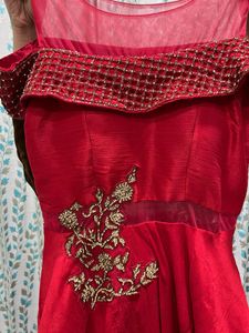 A red colour Ball gown