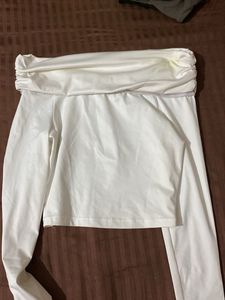 Off-Shoulder Ruched Long Sleeve Top