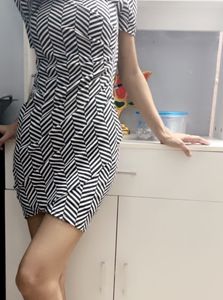 Unique Black & White Geometric Print Mini Dress