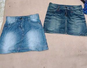 Two Blue Denim Skirts