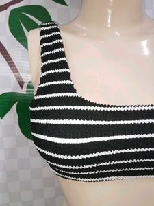 (1117)Striped Smocked Cropped Tank Top