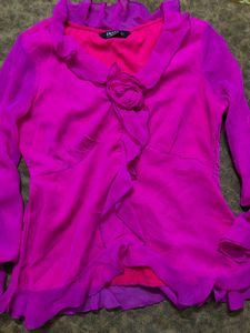 Chic Pink Blouse with Rose Detail