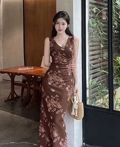 floral printed chocolate classy maxi dress