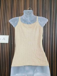 Women's Cream Ribbed Spaghetti Strap Tank Top