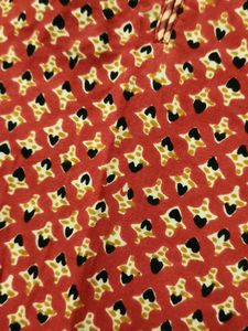 Red Printed Kurta with Long Sleeves