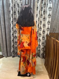 Vibrant Orange Floral Sharara Set