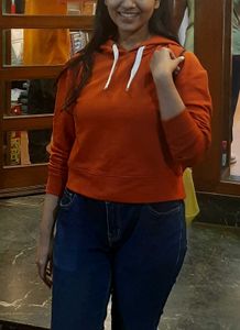 Roadster Burnt Orange Cropped Hoodie