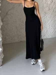 Sleek Black Maxi Slip Dress