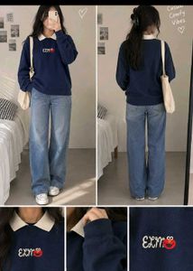 Casual Navy Blue Sweatshirt