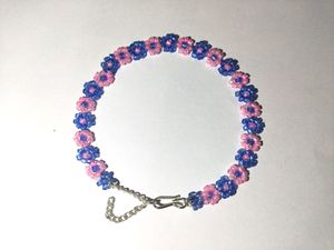 Cute Blue Pink Floral Bracelet With Adjustable⛓️