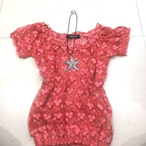 Y2K Red Floral Mesh Top ❤️✨