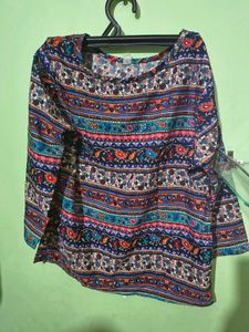 Colorful Boho Striped 3/4 Sleeve Top