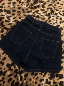 Dark Wash Denim Mini Skort