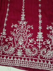 Maroon Embroidered Palazzo Set