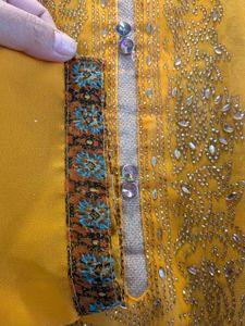 2 in 1 Elegant Yellow Kurta Dress with Intricate P