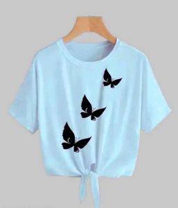 Blue Butterfly Tie-Knot T-Shirt