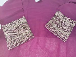 Purple Georgette Kurta Set With Dupatta