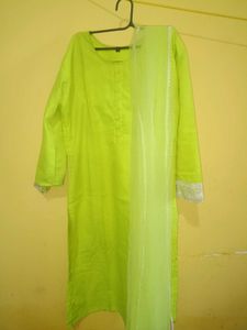 Lime Green Embroidered Kurta Set