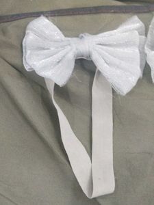 Sparkly White Bow Hair Accessories( Set of 2 )
