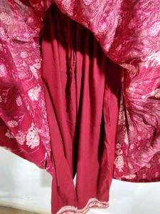 Red Floral Print Kurta Set (Women's)