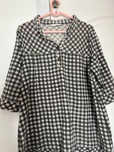 Chic Gingham Check Tunic Top