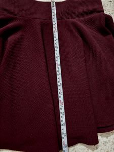 Maroon Textured Skater Skirt