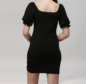 Chic Black Ruched Bodycon Dress