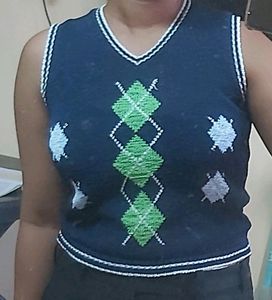 blue sweater vest