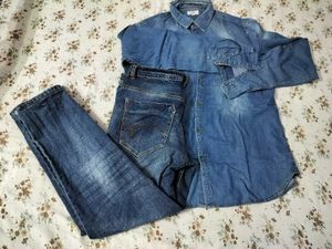 Combo of Men's Blue Denim Shirt and Jeans💙✨