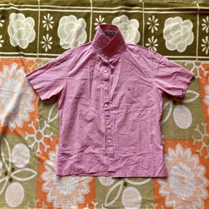 Men's Pink Short Sleeve Button-Up Shirt