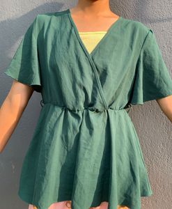 Emerald Green Flutter Sleeve Top