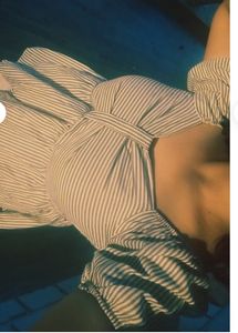 Blue Striped Peplum Top