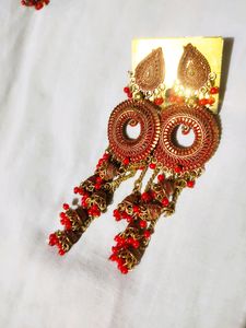 Red Alloy Long Jhumka....🌷